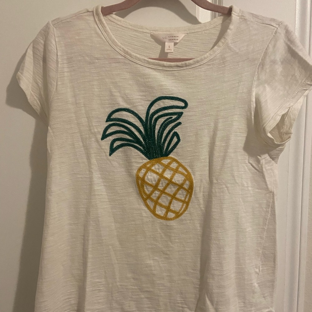White T-Shirt with Pineapple Design
